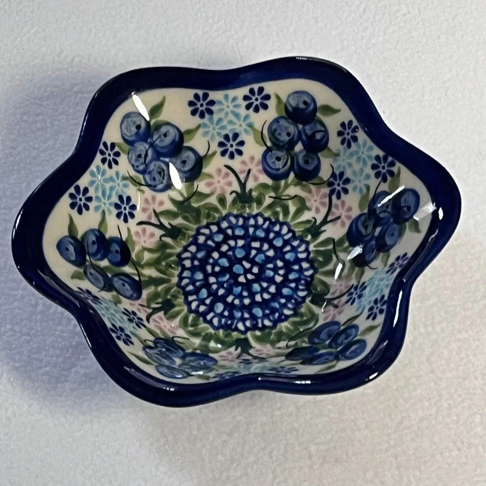 Ceramika Kalich Polish Pottery Bowl Blueberry Boleslawiec signed numbered JuliaD